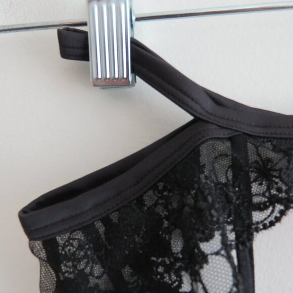 LOUNGE Tyra Floral Lace Sheer Mesh Suspender Belt in Black - Size XS - Picture 5 of 14